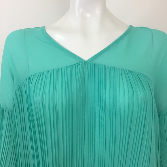 Umgee Pleated Sheer Hi Lo BOHO Blouse Size Small - Picture 2 of 5